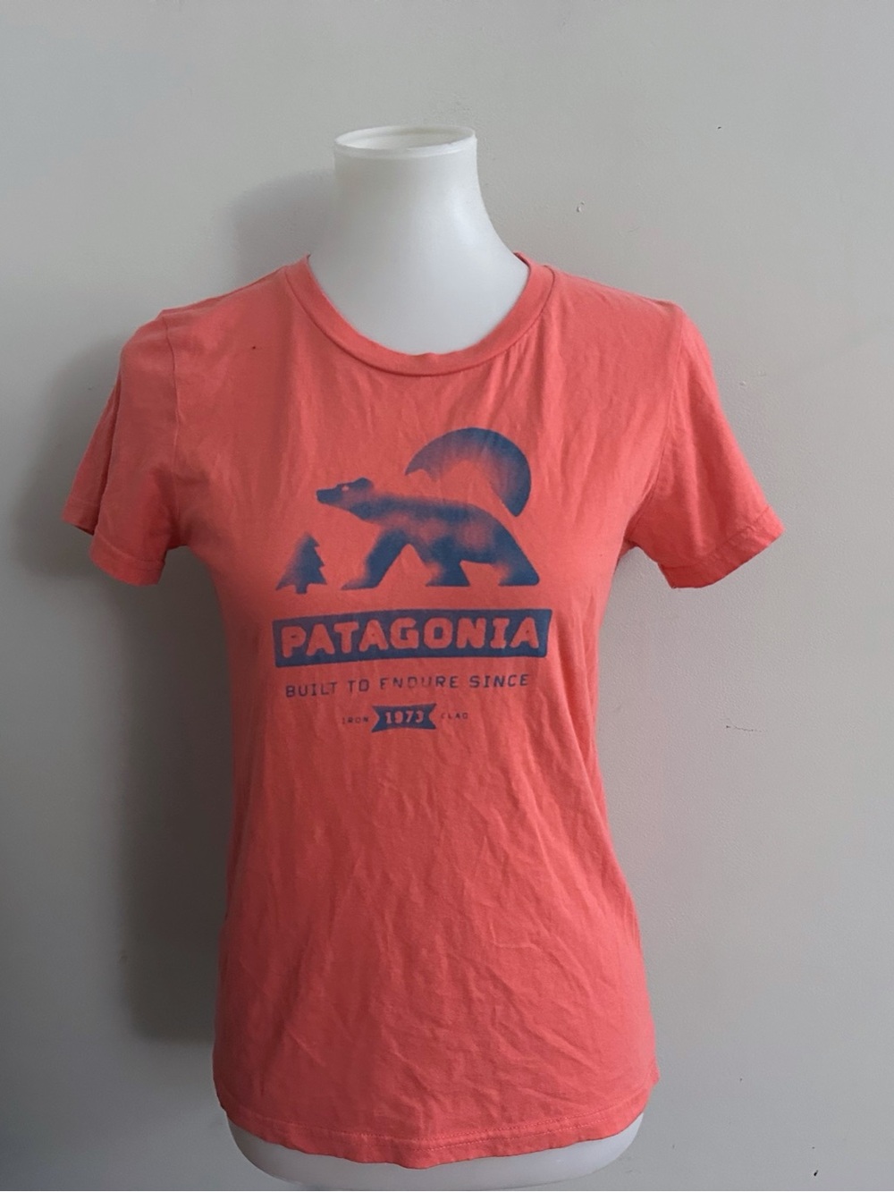 Patagonia Coral Short Sleeve Tee with Blue Bear Outdoor Granola Boho Casual